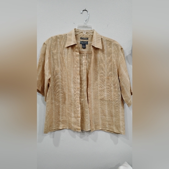 FINE WASHABLE LINEN CROPPED SHIRT - Picture 6 of 7
